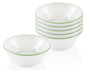 Set 6 boluri, alb/verde, 100% ceramica, 15 cm, DOTS017