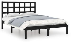 Cadru de pat mic dublu, negru, 120x190 cm, lemn masiv
