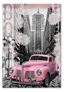 Fotografie imprimată pe sticlă masina roz