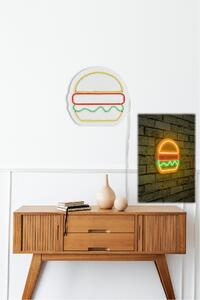 Decoratiune perete iluminata LED Hamburger, PVC, multicolor, 28x27x2 c
