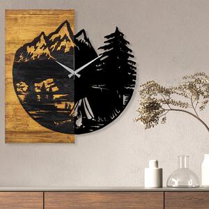 Ceas de perete Wooden Clock 19, nuc/negru, lemn/metal, 56x58x3 cm