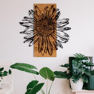 Decoratiune perete Daisy, negru/nuc, metal/lemn, 56x58 cm