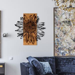 Decoratiune perete Daisy, negru/nuc, metal/lemn, 56x58 cm