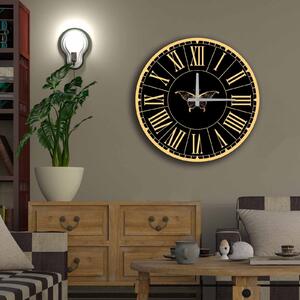 Ceas decorativ de perete 5050MS-100, MDF 100%, negru/auriu, 50 cm