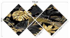 Set 4 tablouri 4MDF1323033056, MDF 100%, negru/auriu, suprafata totala