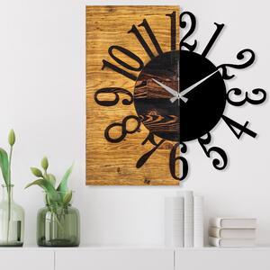 Ceas de perete Wooden Clock 7, nuc/negru, lemn/metal, 58x58x3 cm