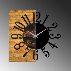 Ceas de perete Wooden Clock 7, nuc/negru, lemn/metal, 58x58x3 cm
