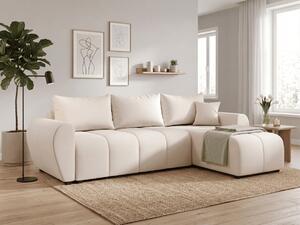 OFERTA Set canapea extensibila reversibila in forma de L SEVIO 246x145 cm, crem + 2 perne GRATUIT II. calitate