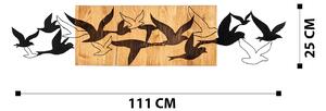 Decoratiune perete Albatros, negru/nuc, metal/lemn, 111x25 cm