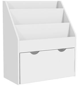 AIYAPLAY Bibliotecă Copii 3-8 Ani cu 3 Rafturi și Sertar, Raft de Depozitare Jucării, 62,5x30x70 cm, Alb | Aosom Romania