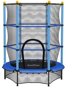 HOMCOM Trambolină Elastică pentru Copii cu Plasă de Siguranță și Țevi Căptușite, Vârstă 3-10 Ani, Ø140x190 cm, Albastru | Aosom Romania