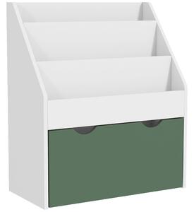 AIYAPLAY Bibliotecă pentru Copii cu Rafturi, Sertar, pentru Dormitor, Cameră de Joacă, Alb și Verde | Aosom Romania