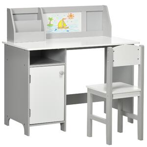 HOMCOM Set Masă și Scaune pentru Copii 5-8 Ani cu Spațiu de Depozitare, Tablă și Scaun, 90x45x85 cm, Roz | Aosom Romania