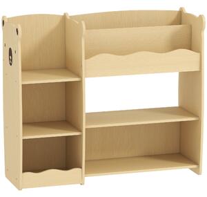 AIYAPLAY Raft pentru Jucării pentru Copii 3-8 Ani cu 7 Rafturi Deschise, Mobilier pentru Copii din MDF, 92x29x79 cm, Culoare Lemn | Aosom Romania