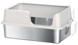 PawHut Litieră Inox, Bord Detasabil, Antimiros | Aosom Romania
