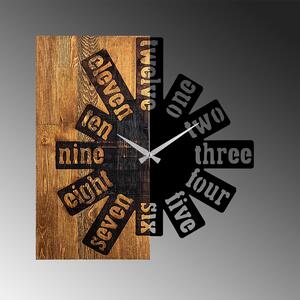 Ceas de perete Wooden Clock 40, nuc/negru, lemn/metal, 56x3x58 cm