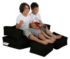 Fotoliu puf pentru copii Kids Double Seat Pouf - Black