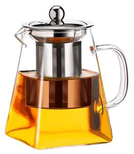 Infuzor ceai Pufo Exclusive din sticla cu filtru si capac metalic, 700 ml, transparent
