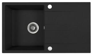 Kuchinox Laut, chiuveta granit cu 1 compartiment 760x440x174 mm + sifon, negru, LAV-SBZ_B11Y