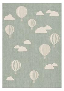 Covor pentru copii verde antialergic 170x120 cm Balloons and Clouds - Yellow Tipi