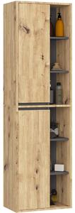 Dulap de baie Vambos W50 2D 6P (stejar artizanal + grafit). Promo -11%. 1152099