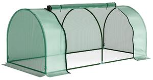 Sera Tunel Outsunny din Otel si cu Capac din PVC, 200x100x80 cm, Transparent si Verde | Aosom Romania
