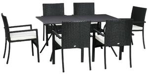 Outsunny Set de 7 Piese din Ratan pentru Luat Masa, Set de Mese | Aosom Romania