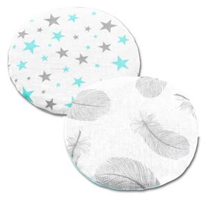 Set 2 pernute anticolici cu samburi cirese Kidizi Galaxy Mint Feathers, gri turcoaz, 19 cm