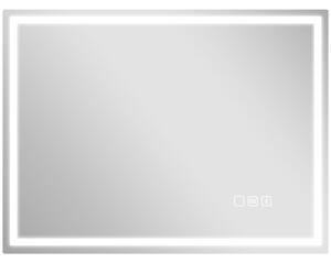 HOMCOM Oglindă Baie Anti-aburire Con Lumină Led E Difuzor Bluetooth 80x60 cm | Aosom Romania