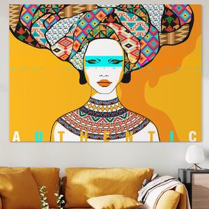 Tablou Canvas Premium LuxCanva® B1133, African Women , Femei, Living, Turban, Frumusete, Trib, Dormitor, Africa, Culori Vibrante