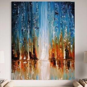 Tablou Canvas Premium LuxCanva® B1120, Abstract Cascade , Living, Abstract, Cascada, Albastru, Dormitor, Liniste, Culori Vibrante
