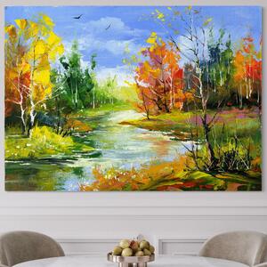 Tablou Canvas Premium LuxCanva® B1115, Frumusetea Naturii , Natura, Dormitor, Padure, Living, Pomi, Culori Vibrante