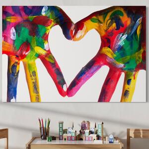 Tablou Canvas Premium LuxCanva® B1117, Loving Hands , Living, Inima, Maini, Dragoste, Iubiti, Sentimente, Culori Vibrante