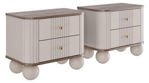 Set noptiere Vesper 56 cm - cașmir / nuc / mânere aurii picioare rotunde