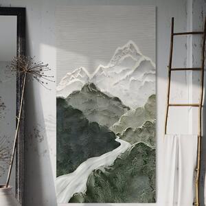 Tablou Canvas Premium LuxCanva® B1107, Green Mountains , Living, Decorativ, Abstract, Munti, Alb, Verde, Natura, Colorat