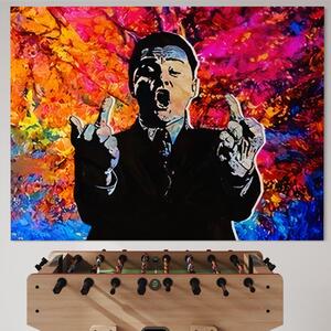 Tablou Canvas Premium LuxCanva® B1085, Middle Fingers the Wolf of Wall Street , Living, Leonardo DiCaprio, Film, Birou, Actor, Cinefil, Decor, Pop Art, Culori Vibrante