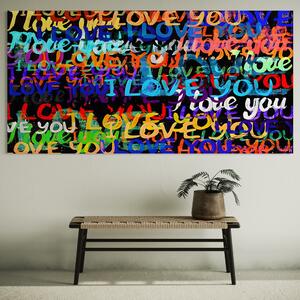 Tablou Canvas Premium LuxCanva® B1078, Love In Colors , Decorativ, Living, Colorat, Iubire, Graffiti, Dormitor, Inspirational, Dragoste, Culori Vibrante