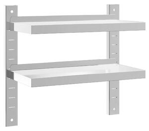 Raft perete 2 niveluri 50x23,5x60 cm argintiu oțel inoxidabil