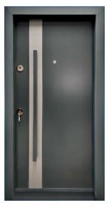 Usa metalica de exterior cu izolatie si vizor Novo Doors NDA1, Din compozit, 2 yale, Kit complet, Pentru case, Gri antracit cu gri deschis (Sens deschidere: Dreapta)