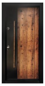 Usa metalica de exterior cu izolatie si vizor Novo Doors NDA4, Din compozit, 2 yale, Kit complet, Pentru case, Negru perlat cu stejar auriu (Sens deschidere: Dreapta)