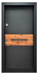 Usa metalica de exterior cu izolatie si vizor Novo Doors NDA2, Din compozit, 2 yale, Kit complet, Pentru case, Gri antracit cu insertie stejar (Sens deschidere: Dreapta)