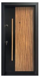 Usa metalica de exterior cu izolatie si vizor Novo Doors NDA3, Din compozit, 2 yale, Kit complet, Pentru case, Negru perlat cu stejar deschis (Sens deschidere: Dreapta)