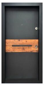 Usa metalica de exterior cu izolatie si vizor Novo Doors NDA2, Din compozit, 2 yale, Kit complet, Pentru case, Gri antracit cu insertie stejar (Sens deschidere: Stanga)