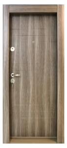 Usa metalica de apartament cu izolatie si vizor Novo Doors First Class NDS19, Cu toc imbracat si folie PVC, Deschidere Stanga Dreapta, Dimensiune 200X88 cm, Tabla 1.2 mm, Kit complet, Maron tanganica (Sens deschidere: Dreapta)