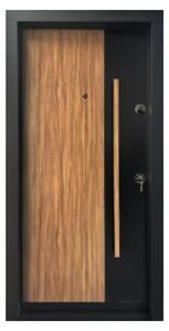 Usa metalica de exterior cu izolatie si vizor Novo Doors NDA3, Din compozit, 2 yale, Kit complet, Pentru case, Negru perlat cu stejar deschis (Sens deschidere: Stanga)