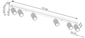 Spot de plafon carbon, auriu, lungime 117 cm, aluminiu, 6 becuri