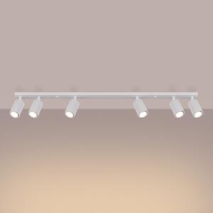 SOLLUX LIGHTING Spot de plafon carbon, alb, lungime 117 cm, aluminiu, 6 becuri., reglabil, Alb, Camera de zi / sufragerie, Aluminiu, Modern