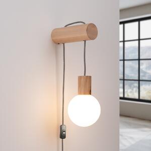 SOLLUX LIGHTING Aplică de perete Nimbi, lemn culoare deschisă, înălțime 67 cm, lemn/glass, Lemn, Camera de zi / sufragerie, Lemn, Modern