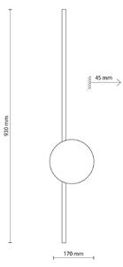 Aplică de perete LED Java II, negru, înălțime 93 cm, metal