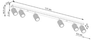 Spot de plafon carbon, alb, lungime 117 cm, aluminiu, 6 becuri